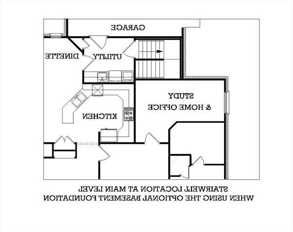 Main Level Stair Location with optional basement image of Tuscany-2314 House Plan
